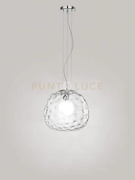 Sospensione vetro trasparente e cromo lucido skin 1 luce attacco e2...