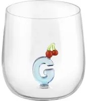 Bicchiere lettera G ciliegie in vetro borosilicato design Benny Setti