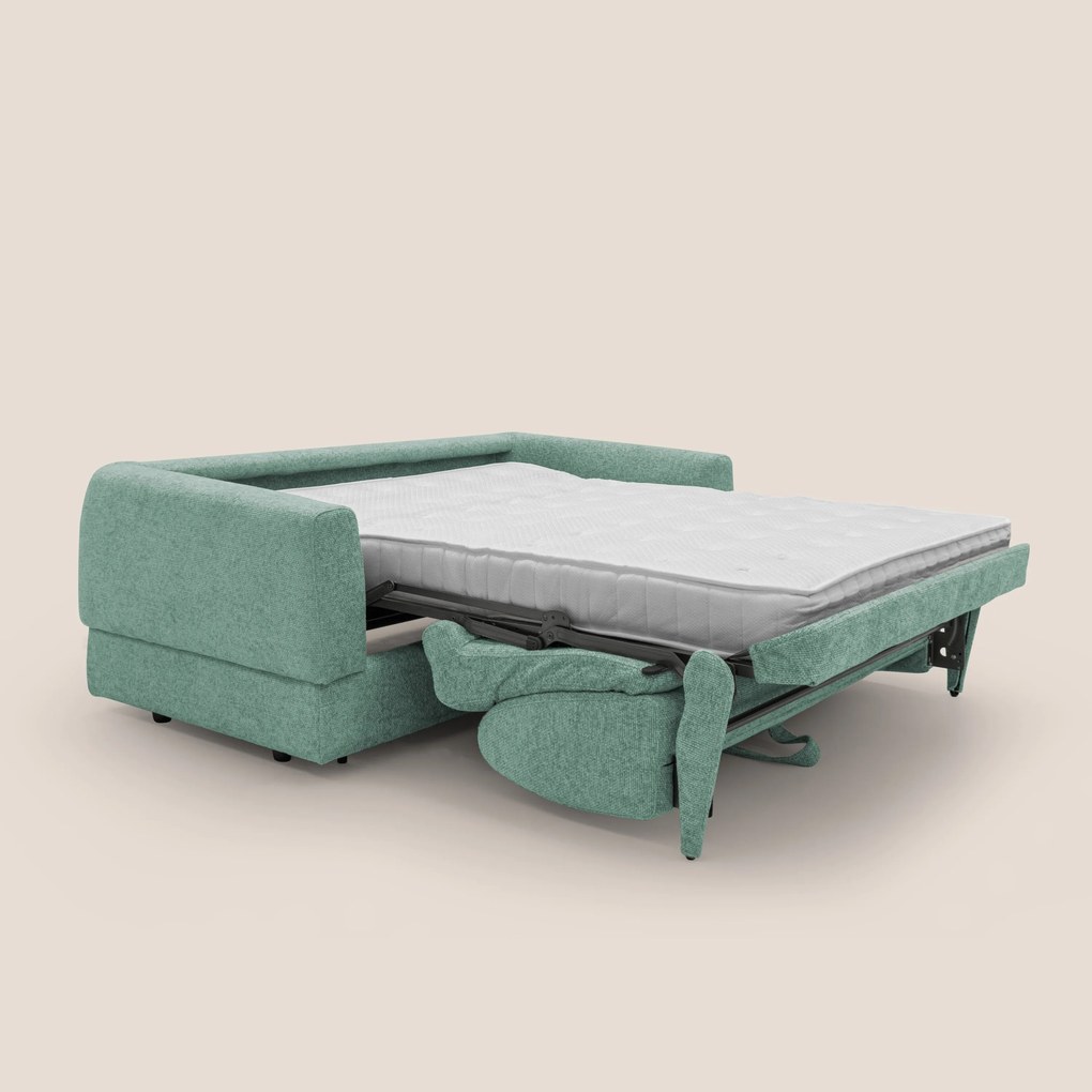 Happy Divano letto matrimoniale con materasso h18 cm in tessuto impermeabile T10 salvia