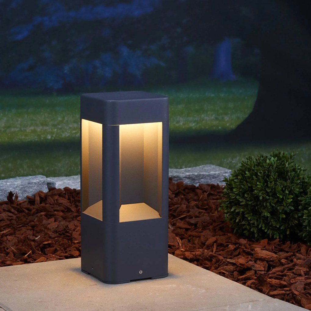 Lucande lampioncino LED Annika, antracite, metallo, 30 cm ANNIKA, Nero, Alluminio, Moderno, Lampada LED da esterni
