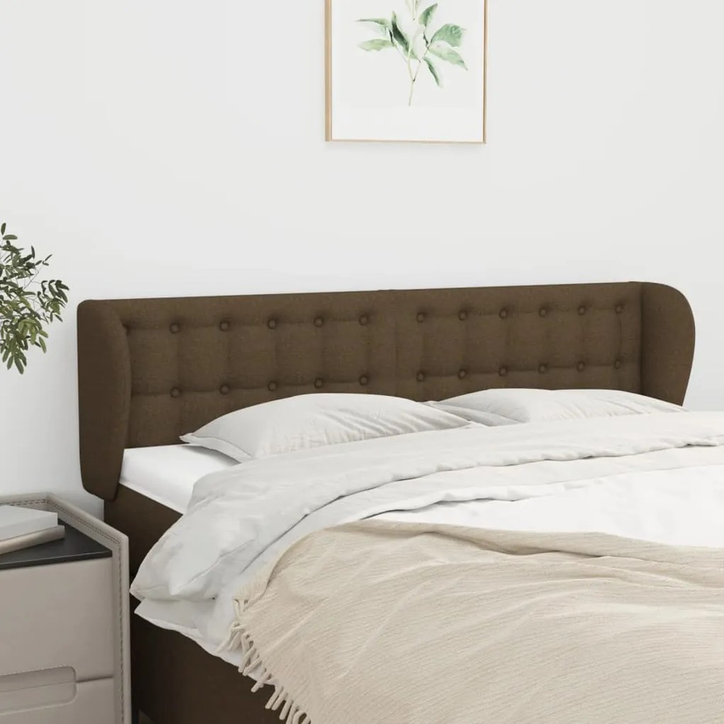 Testiera Ad Orecchio Marrone Scuro 147x23x78/88 Cm İn Tessuto /