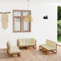 Set Divani da Giardino 6 pz con Cuscini Legno Massello Pino 3076462