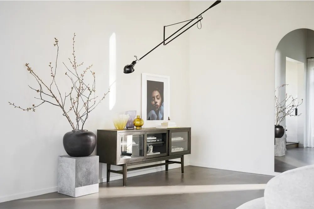 Vetrina marrone in rovere con ante scorrevoli 170x75 cm Hazelton - Rowico