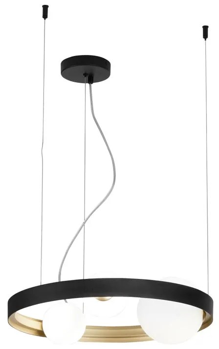 Lampadario Glamour Sonetto nero paralume bianco 3x G9 Ø45cm LUCE AMBIENTE DESIGN