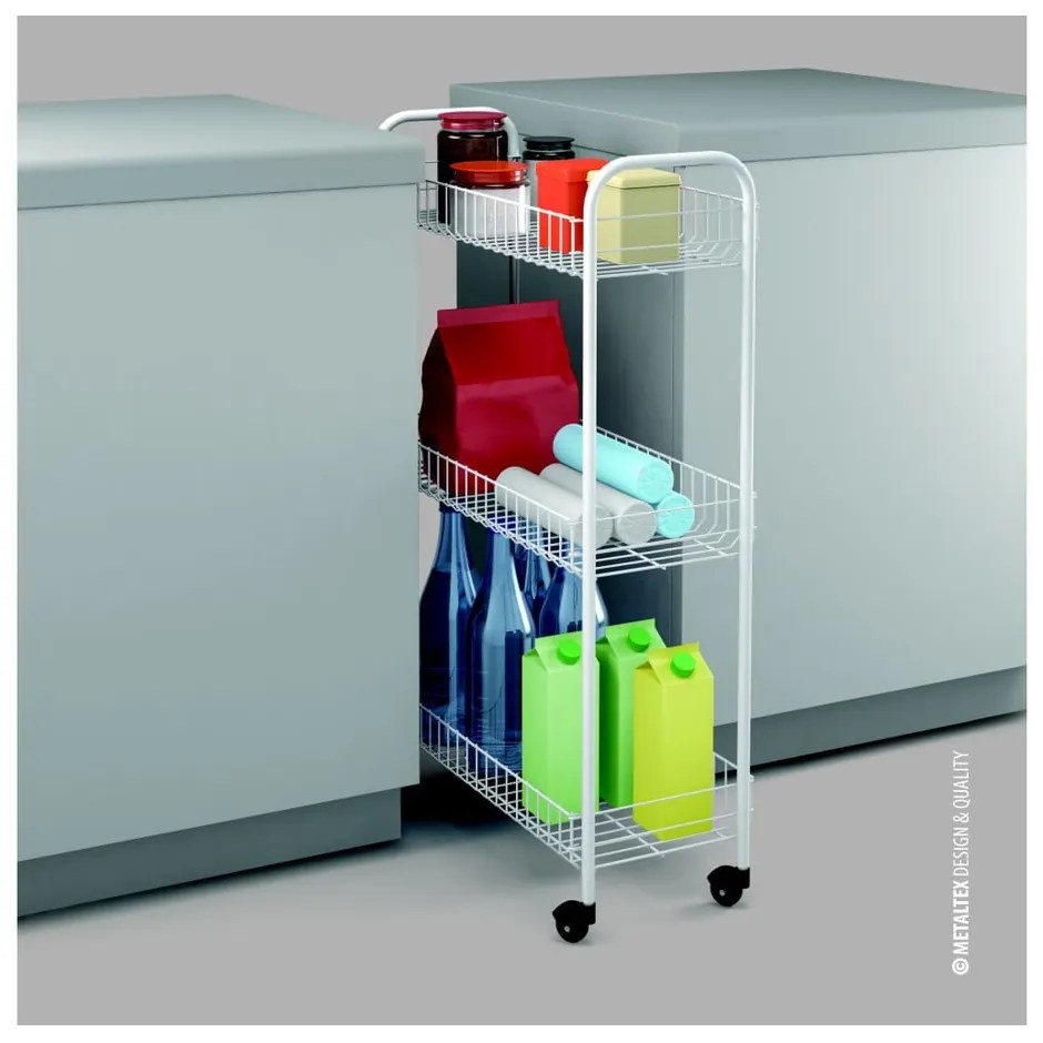 Supporto mobile per bagno a tre livelli, 23 x 84 cm Laundry - Metaltex