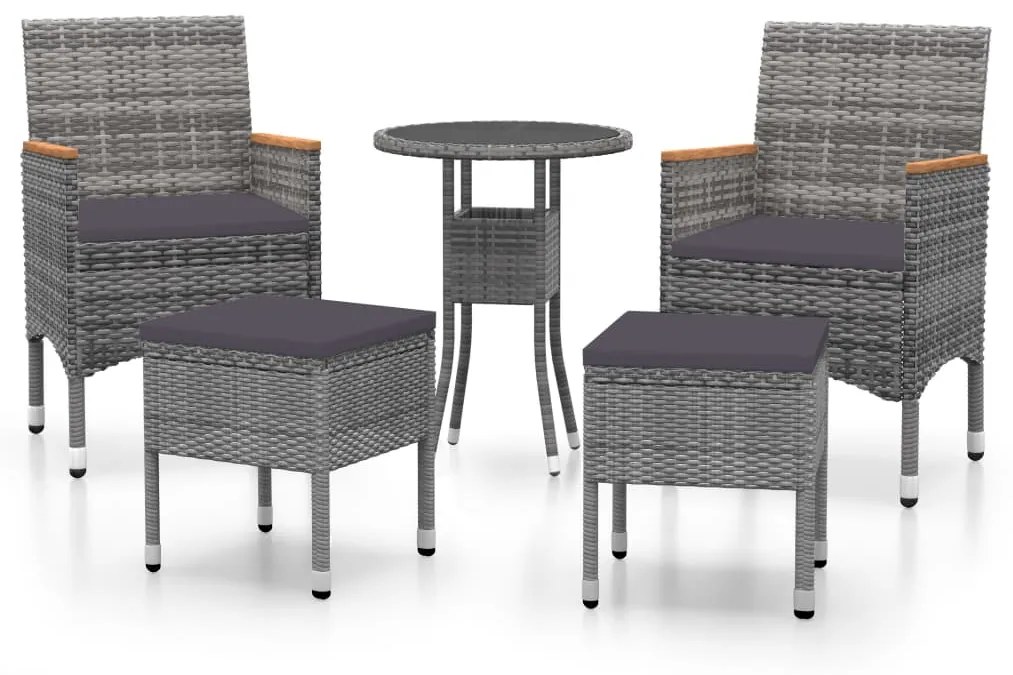 Set divani da giardino 5 pz in polyrattan grigio