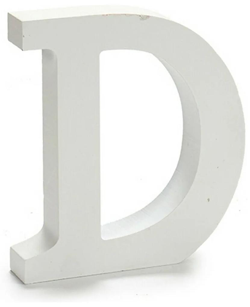 Lettera D Legno Bianco (2 x 16 x 14,5 cm) (24 Unità)