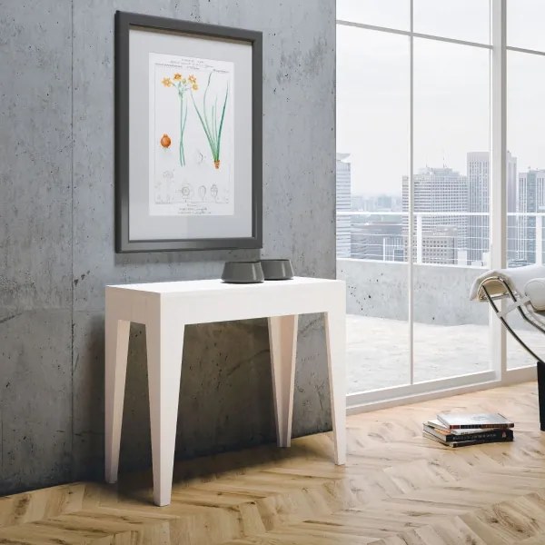 Consolle Allungabile 90x42 cm Isotta Bianco Frassino da 14 posti lunghezza Fino a 3,02 metri