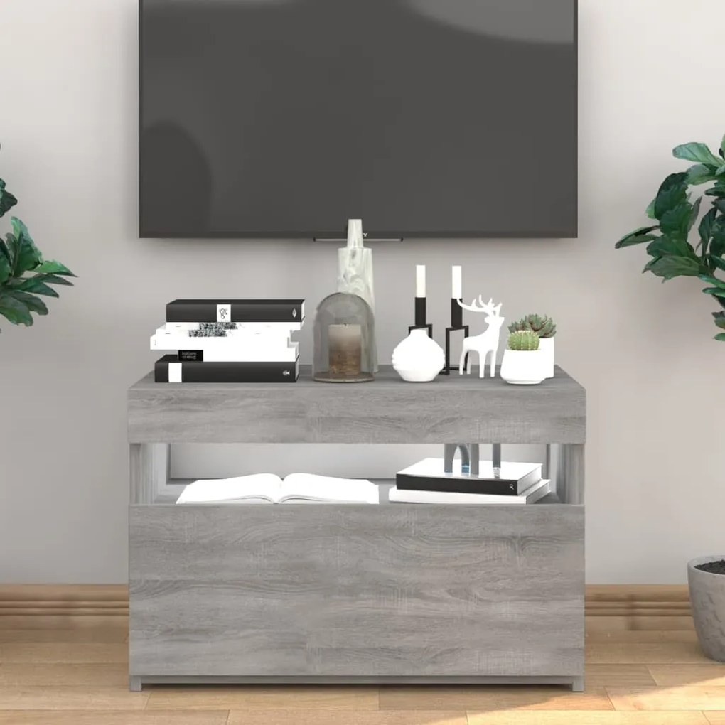 Mobile Porta Tv Con Luci Led Grigio Sonoma 60x35x40 Cm /