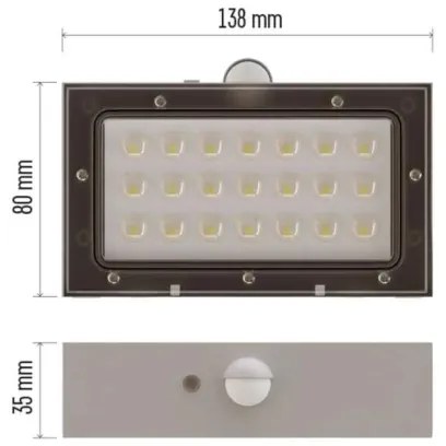 LED Proiettore solare con sensore di movimento LED/3,7V 1200mAh 4000K IP65 bianco