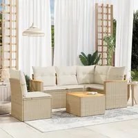 Set Divano da Giardino 6 pz con Cuscini Beige in Polyrattan 3225981