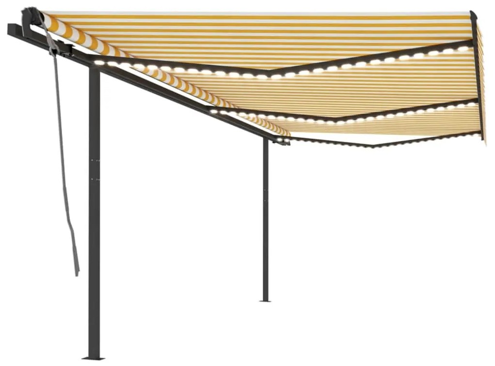 Tenda Automatica Con Sensore Vento E Led 6x3 M Gialla Bianca /