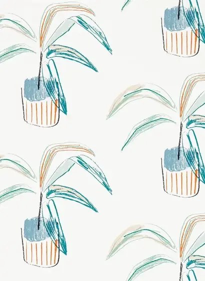 Scion Carta da parati Crassula - Tangerine/ Mint
