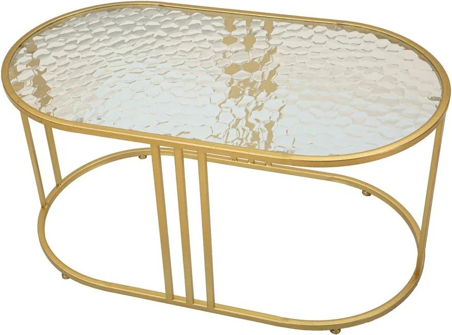 Tavolino da salotto bianco/dorato con piano in vetro 50x90 cm Antalia – Mauro Ferretti