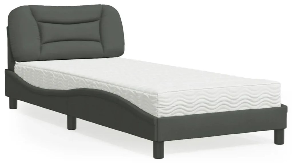 Letto Con Materasso Grigio Scuro 80x200 Cm İn Tessuto /