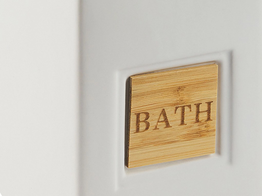 Set accessori bagno ceramica beige e legno chiaro KOUROU Beliani