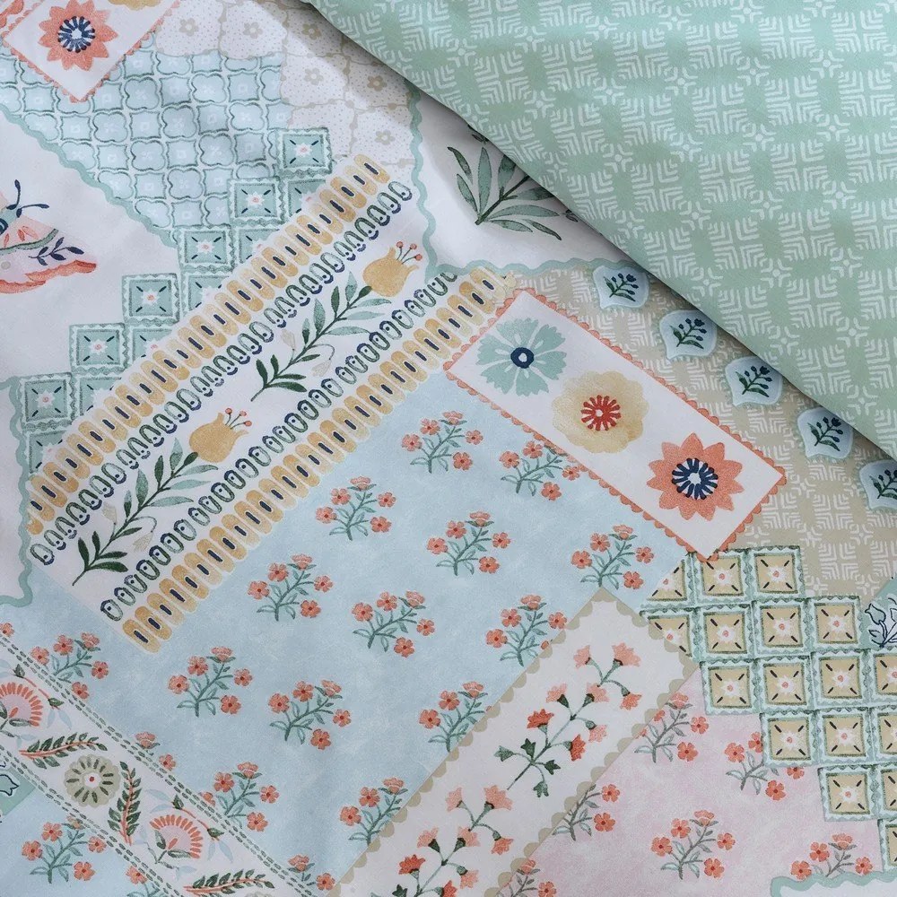 Set copripiumino e federa per letto matrimoniale 3 pezzi 200x200 cm Folk Patchwork – Catherine Lansfield