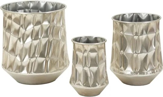 Porta Vasi Silver Set 3 Pz Cm Ø 35X38,5-27,5X33-18,5X26,5