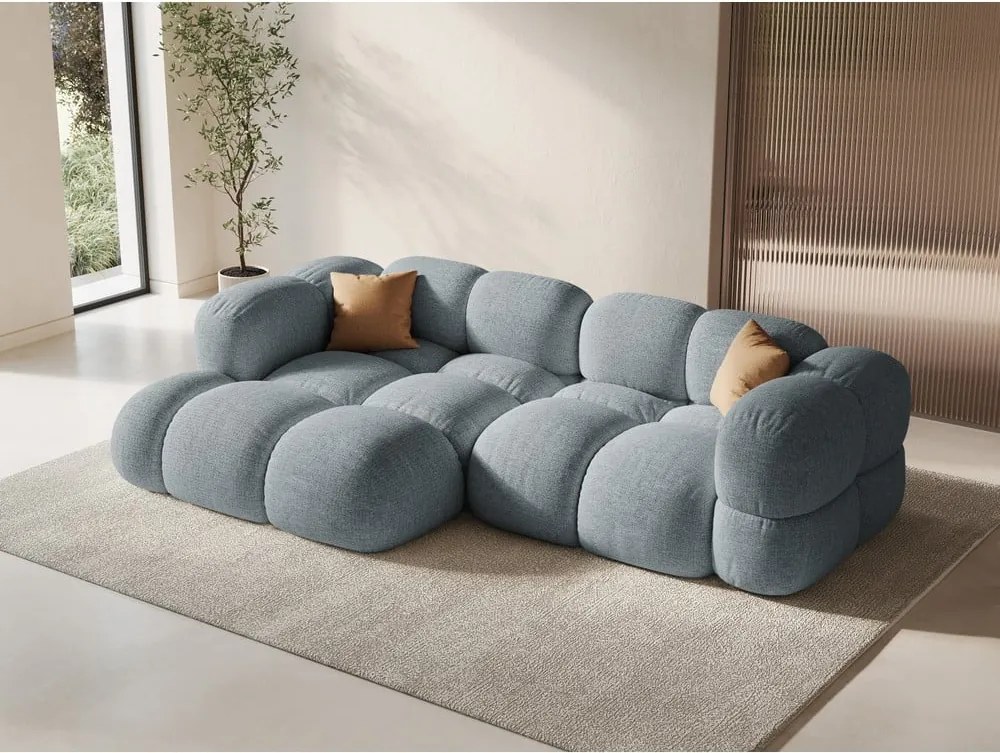 Divano angolare azzurro (con penisola a sinistra/con chaise lounge) Loretto – Cosmopolitan Design