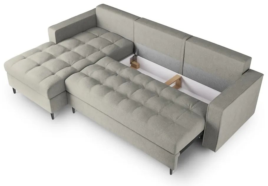 Divano letto angolare grigio chiaro, angolo sinistro Santo - Milo Casa