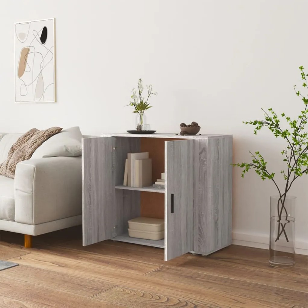 Credenza grigio sonoma 80x33x70 cm in legno multistrato