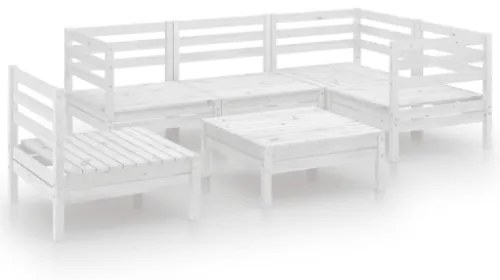 Set Divani da Giardino 6 pz in Legno Massello di Pino Bianco