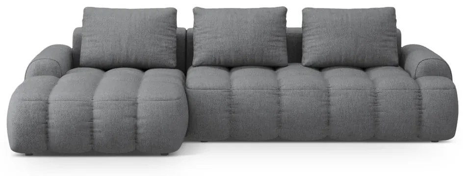 Divano angolare grigio allungabile/con contenitore (con penisola a sinistra/con chaise lounge) Linz – Cosmopolitan Design