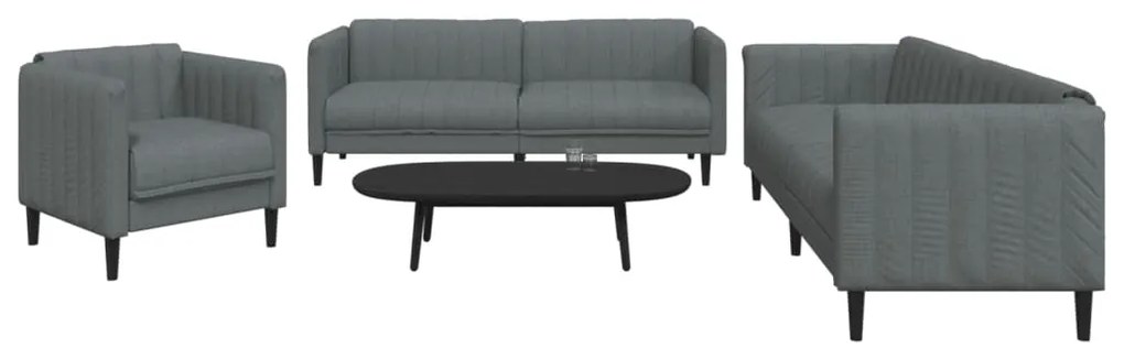 Set Di Divani 3 Pz Grigio Scuro İn Tessuto /