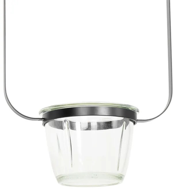 Lampada a sospensione moderna nera con vetro rettangolare - Roslini