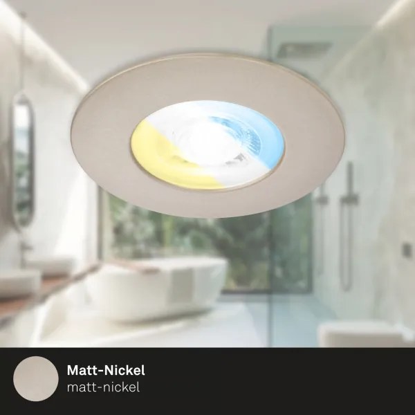 Briloner 7605032 - Set 3x LED plafoniera da incasso per bagno, 3xLED/4,9W/230V, IP44, cromo opaco