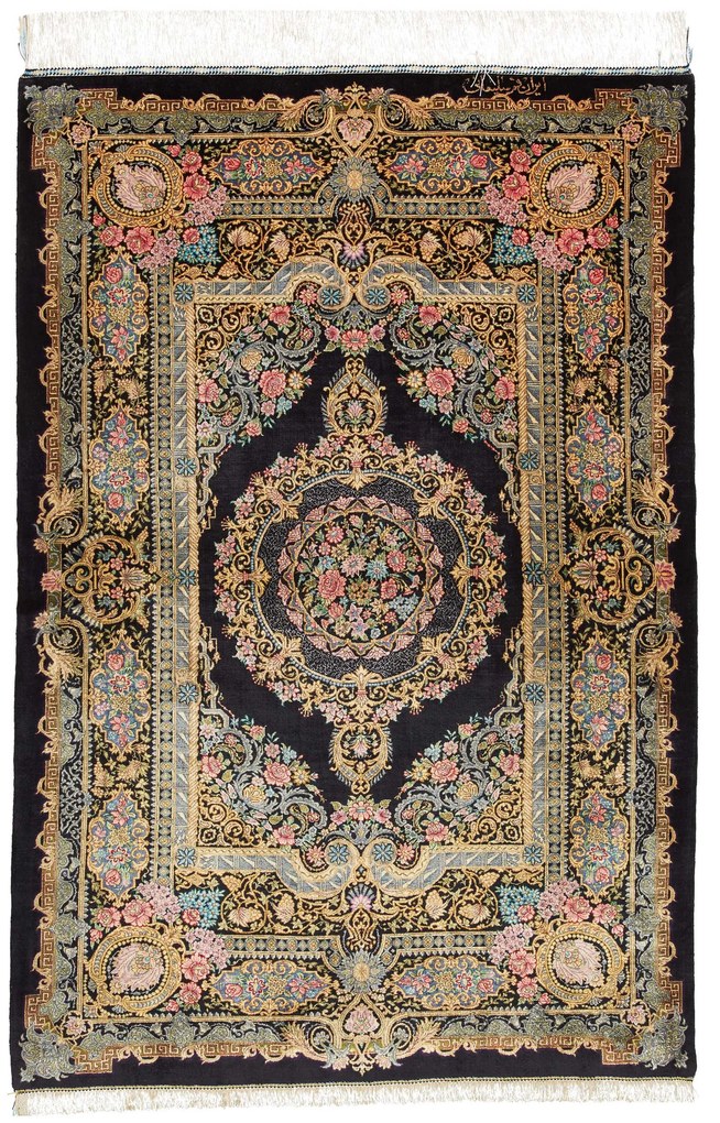 Ghom Tappeto 100 x 150 (Iran) Annodato A Mano