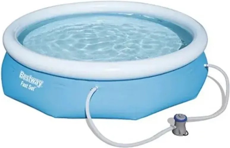 Piscina Gonfiabile Rettangolare Bestway Fast Set con Pompa di Filtraggio, 305x76 cm, Forma Rotonda