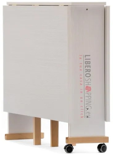 Tavolo richiudibile legno formica con ruote 140x90 cm GIORGIA Bianco