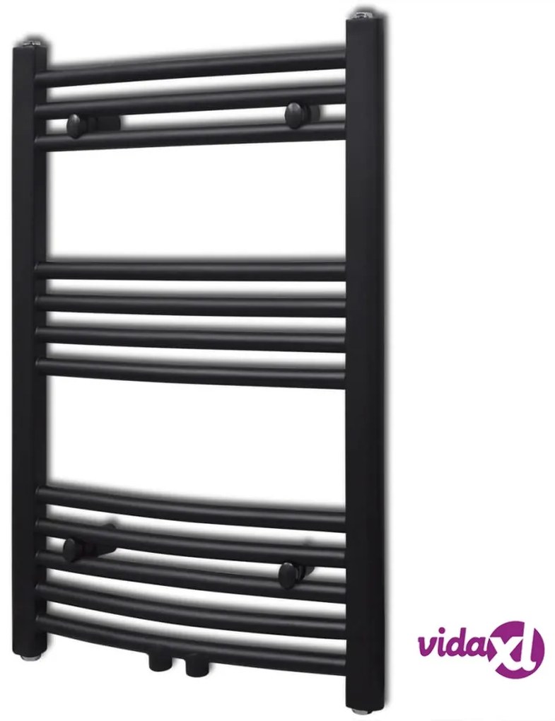 vidaXL Radiatore Centrale Portasciugamano Curvo Nero 500 x 764 mm