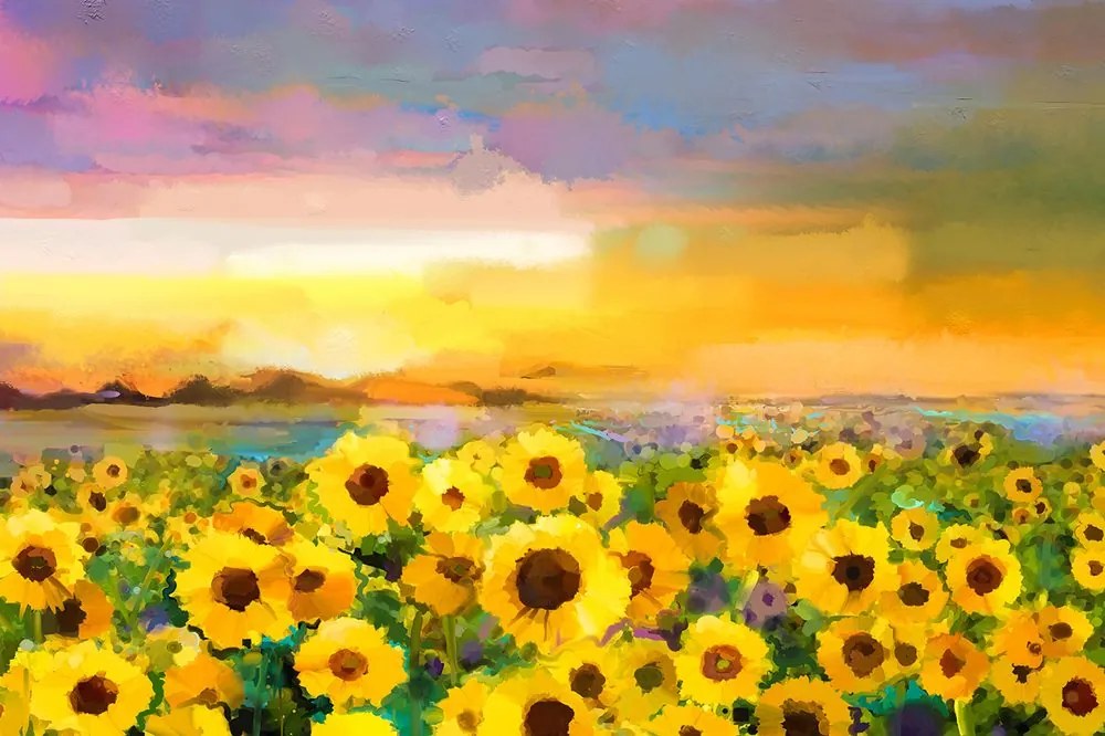 Carta da parati autoadesiva – Campo di girasoli