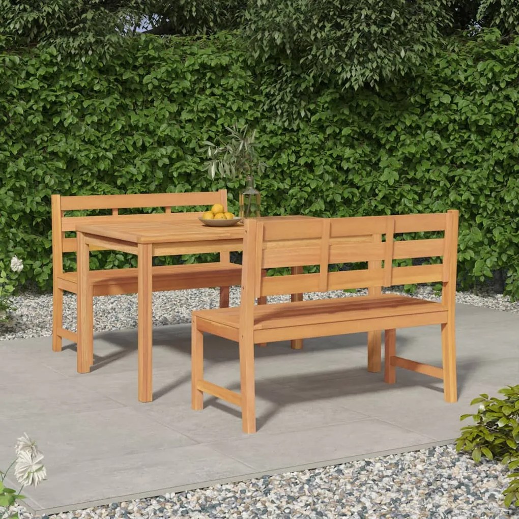 Set da Pranzo per Giardino 3 pz in Legno Massello di Teak