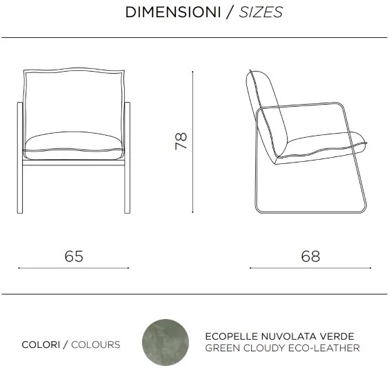 Poltrona in ecopelle imbottita con struttura in metallo CESCA VERDE