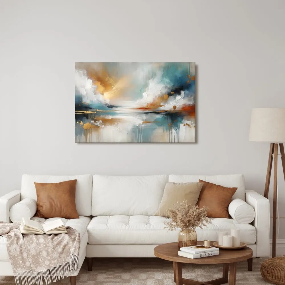 Quadro su tela – Cielo dorato sull’acqua