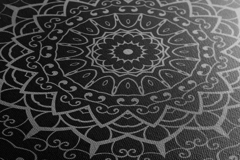 Quadro su tela – Mandala vintage in stile indiano in bianco e nero