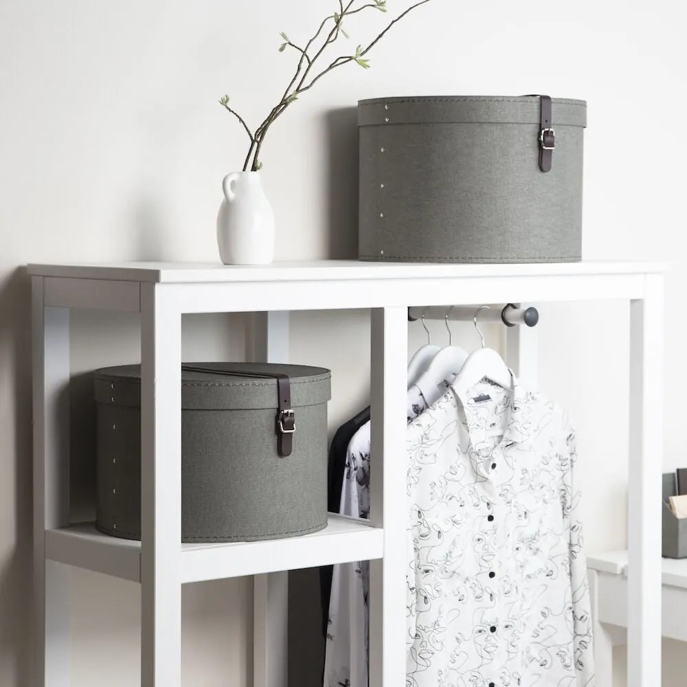 Scatole in set con coperchio grigie in cartone 2 pz ø 37,5x25,5 cm Rut Canvas Paper Laminate – Bigso