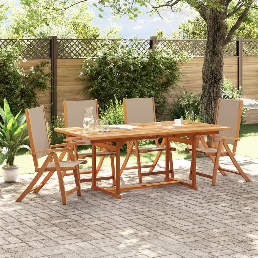 Sedie da giardino pieghevoli 4 pz massello d'acacia e textilene