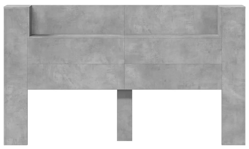 Testiera con contenitore a led grigio cemento 180x16,5x103,5 cm