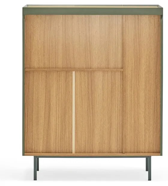 Cassettiera alta verde effetto rovere95x120 cm Arista - Teulat