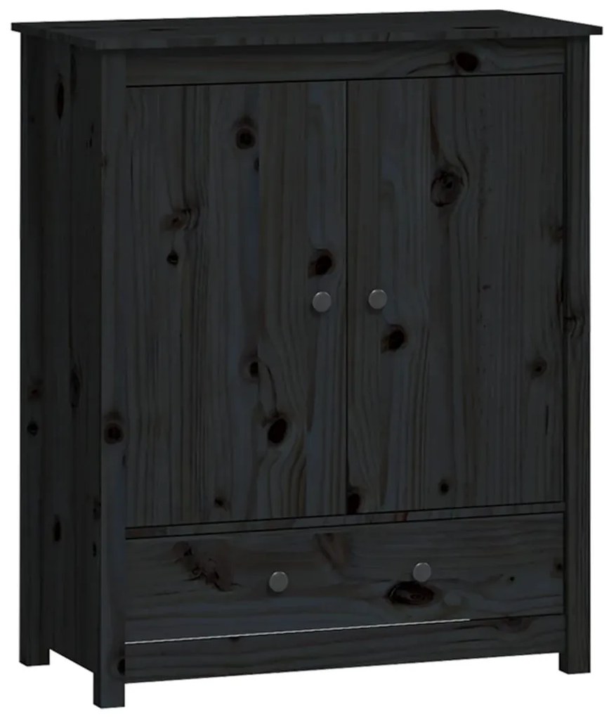 Credenza nera 83x41,5x100 cm in legno massello di pino