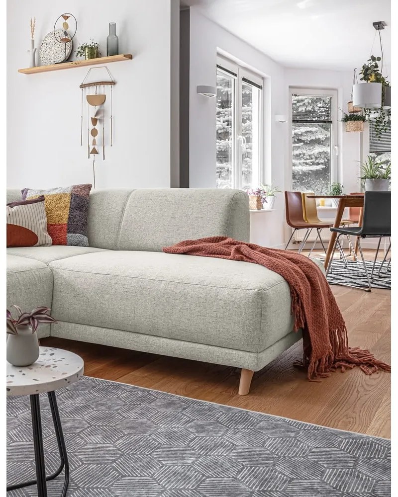 Divano angolare beige allungabile e con contenitore (penisola a destra/a L) Classy Sophie – Miuform