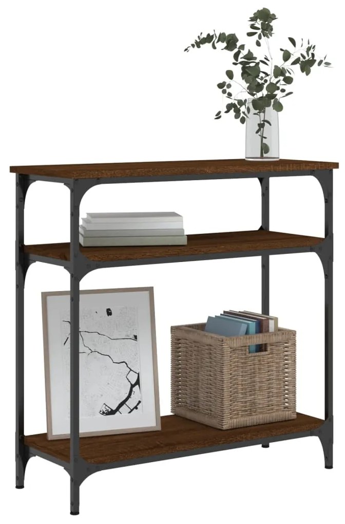 Tavolino consolle rovere marrone 75x29x75 cm legno multistrato