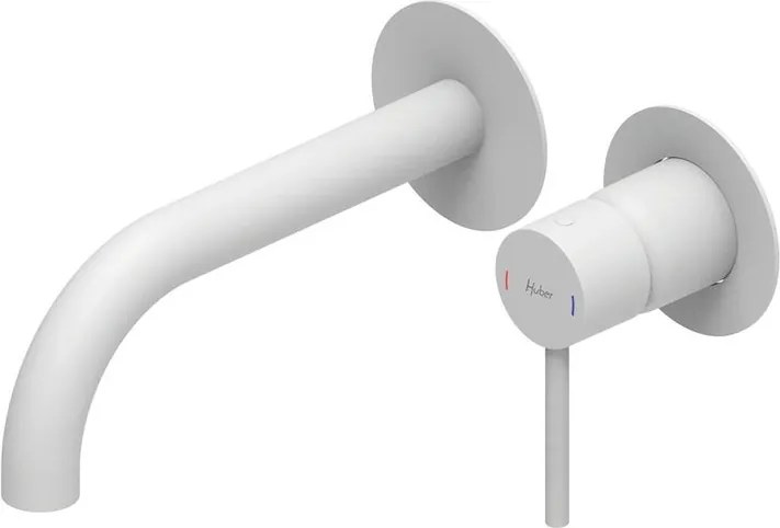 Rubinetto per lavabo ad incasso getto laminare cristallino TAYRONA bianco verniciato opaco HUBER H 8 cm
