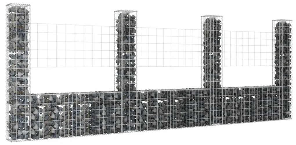 Cesto Gabbione A U Con 4 Pali İn Ferro 380x20x150 Cm /