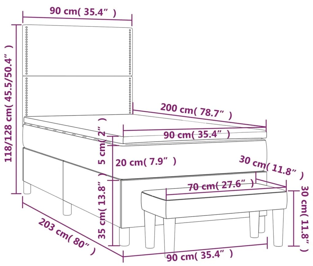 Giroletto a Molle con Materasso Rosa 90x200 cm in Velluto