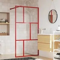 Parete per Doccia Walk-in Vetro Trasparente ESG 115x195cm Rossa 154958